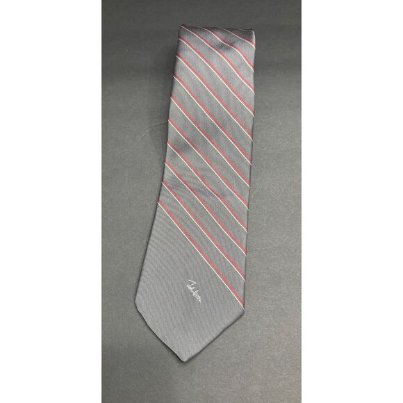 John Weitz Gray Diagonal Stripe Silk-Blend Tie – Men's Classic Business Necktie - Picture 1 of 5